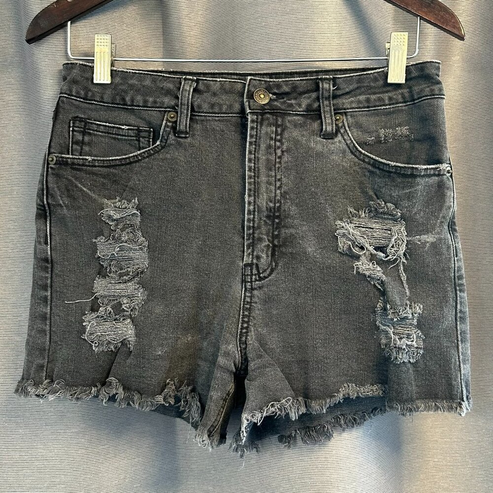 Just USA Black Denim Ripped Shorts